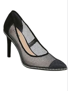 Bar lll Women’s Pointy Toe Ball Chain Binsa Mesh Faux Suede Stiletto Heel Pumps